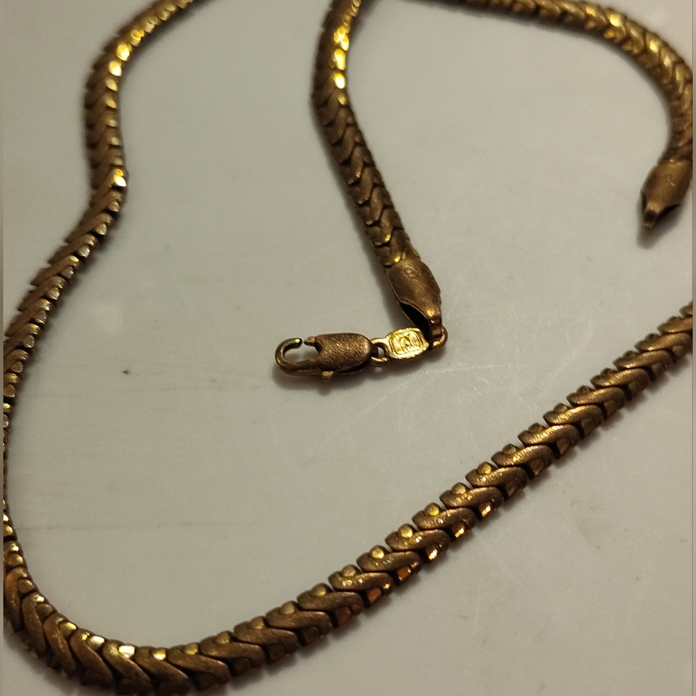 12k Solid Gold Vintage Signed Designer Necklace